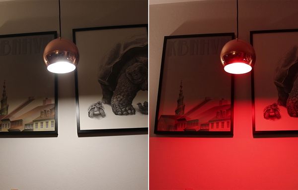 Indeklimapære Den intelligente pære fra Philips Hue skifter farve fra hvid til rød, når CO2-niveauet er for højt.