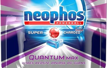 En pakke Neophos Quantum Max Super Charged opvasketabs