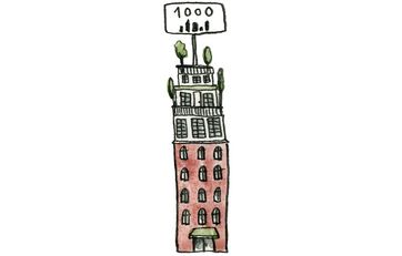 Tegning af højhus med postnummer 1000