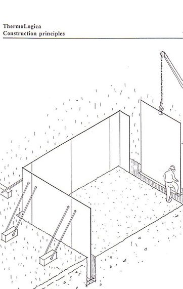 Tegning der viser, hvordan stålplader skal monteres i udgravede render i jorden
