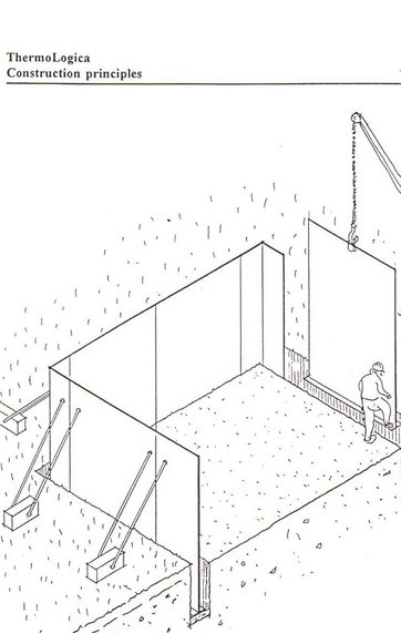 Tegning der viser, hvordan stålplader skal monteres i udgravede render i jorden