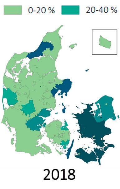 Procent af husstande, der forventes at være overgået til timebaseret afregning af el i 2018, 2019 og 2020.