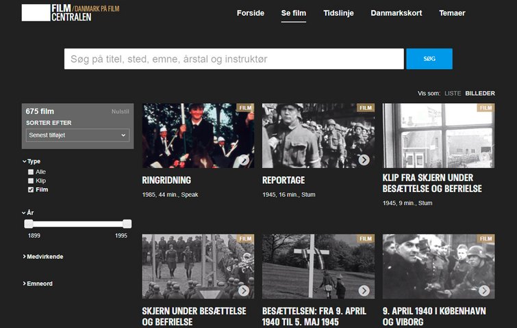 Temaoversigt på "Danmark på film"