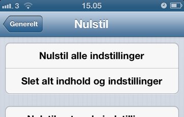 Slet indstillinger på iPhone