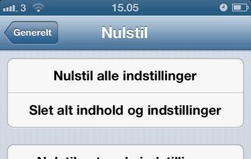 Slet indstillinger på iPhone