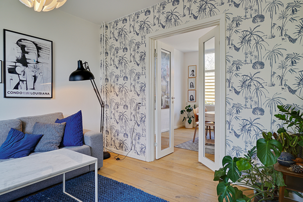 Tapet med blå planter