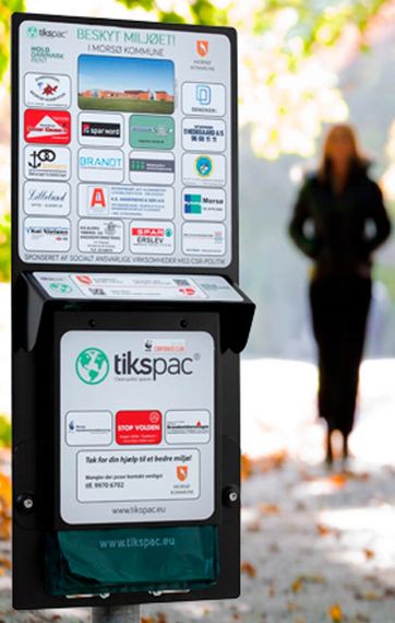 Få opstillet gratis høm-høm-stationer Station fra TiksPac med gratis hundeposer