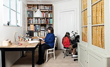 arbejdsværelse og soveværelse i ét i lejlighed)