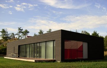 Passivhus i et plan med træfacade