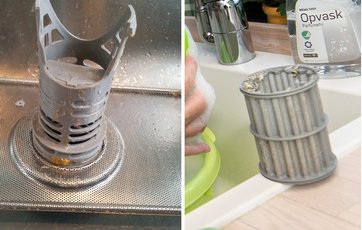 En grovsi og en finsi i en opvaskemaskine