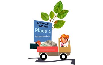 Man kan finde genbrugsmaterialer på genbrugsstationer