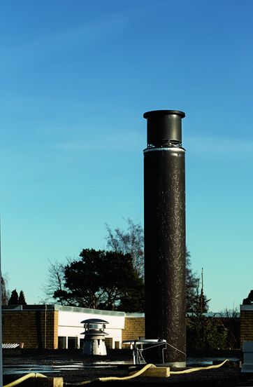 røgsuger blue chimney BlueChimney røgsuger i skorsten på tag