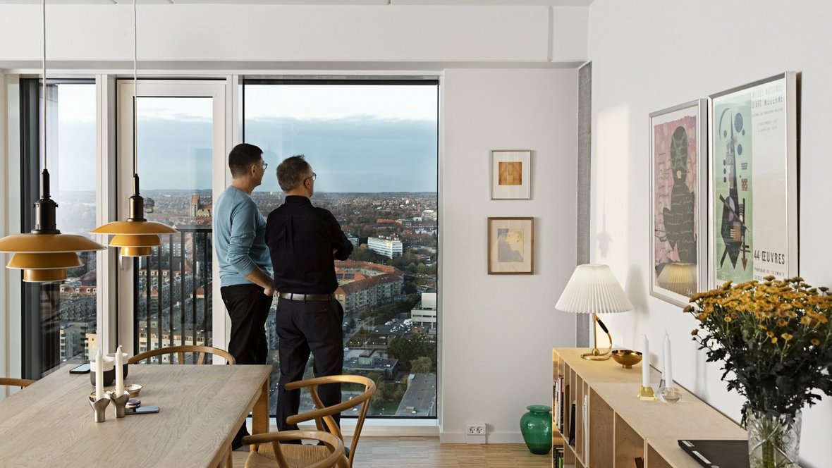 Udsigt fra lejlighed i højhuset Nordbro i København