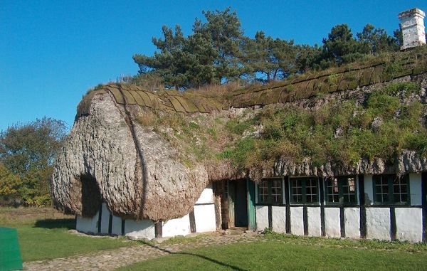 Gammelt bindingsværkshus fra Læsø - i dag Frilandsmuseet.