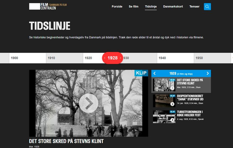 Tidslinje på "Danmark på film"