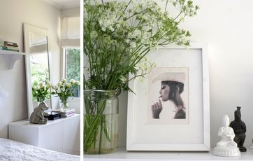 Friske blomster og lækre rekvisitter